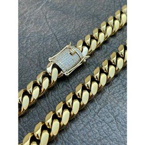 HarlemBling 14k Gold Diamond Stainless Link Chain